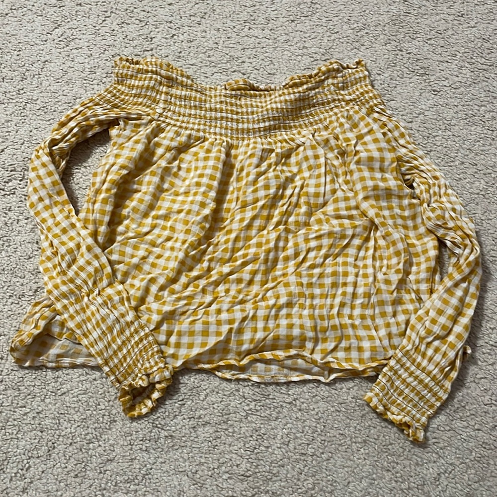 Rewind Yellow Cold Shoulder Long Sleeve Top